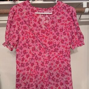 Midi pink floral dress